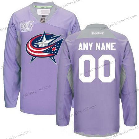 Miesten Columbus Blue Jackets Mukautettu Violetti Pinkki Reebok Jääkiekko Taistelee syöpää vastaan Harjoitus Paita