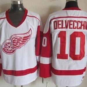 Miesten Detroit Red Wings #10 Alex Delvecchio Valkoinen Retro CCM Paita