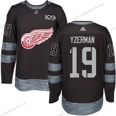 Miesten Detroit Red Wings #19 Steve Yzerman Musta 1917-2017 100th Vuosipäivä Ommeltu NHL Paita