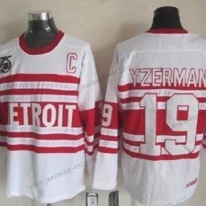 Miesten Detroit Red Wings #19 Steve Yzerman Valkoinen 75Th Retro CCM Paita