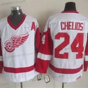 Miesten Detroit Red Wings #24 Chris Chelios Valkoinen CCM Vintage Paita