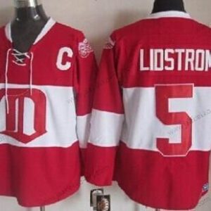 Miesten Detroit Red Wings #5 Nicklas Lidstrom Punainen Talvi Klassinen Retro CCM Paita