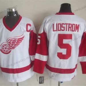 Miesten Detroit Red Wings #5 Nicklas Lidstrom Valkoinen CCM Vintage Paita