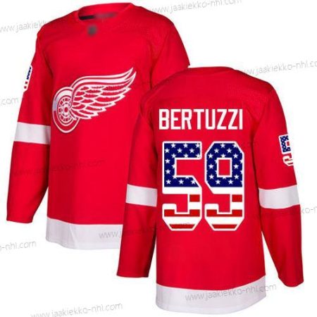 Miesten Detroit Red Wings #59 Tyler Bertuzzi Punainen Kotiottelupaita Aito USA Flag Ommeltu Jääkiekko Paita