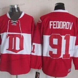 Miesten Detroit Red Wings #91 Sergei Fedorov Punainen Talvi Klassinen Retro CCM Paita