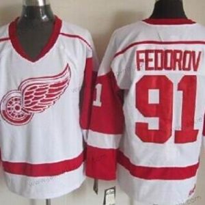 Miesten Detroit Red Wings #91 Sergei Fedorov Valkoinen Retro CCM Paita