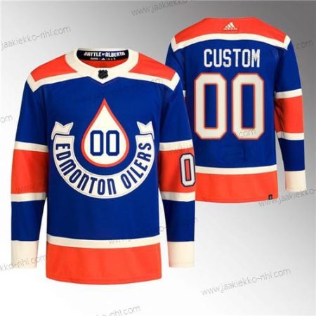 Miesten Edmonton Oilers Mukautettu 2023 Royal Sininen Oranssi Heritage Klassinen Primegreen Ommeltu Paita