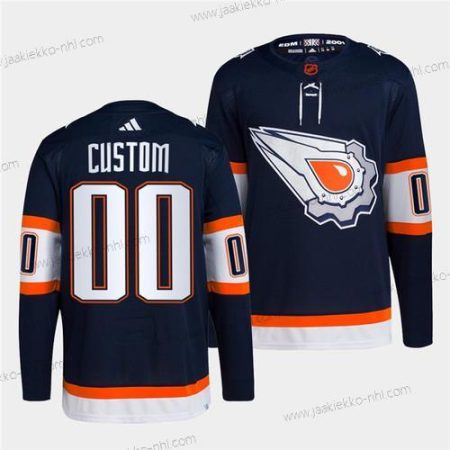 Miesten Edmonton Oilers Mukautettu Laivastonsininen 2022-23 Käänteinen Retro Ommeltu Paita