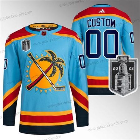 Miesten Florida Panthers Mukautettu Sininen 2023 Stanley Cup Final Käänteinen Retro Ommeltu Paita