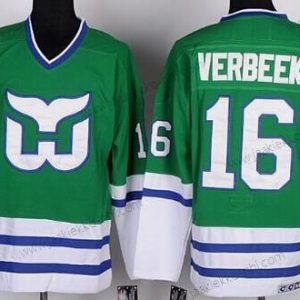 Miesten Hartford Whalers #16 Pat Verbeek Vihreä Retro CCM Paita