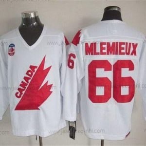 Miesten Kanadan maajoukkue #66 Mario Lemieux 1991 Olympic Valkoinen CCM Vintage Paita