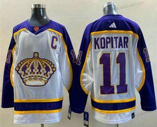 Miesten Los Angeles Kings #11 Anze Kopitar Valkoinen 2022 Käänteinen Retro Ommeltu Paita