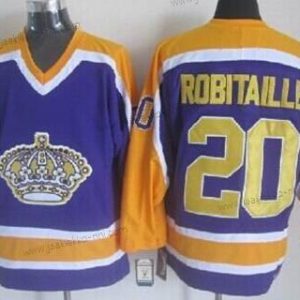 Miesten Los Angeles Kings #20 Luc Robitaille Violetti With Keltainen Retro CCM Paita