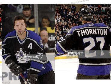 Miesten Los Angeles Kings #27 Scott Thornton Musta Vieraspaita Paita