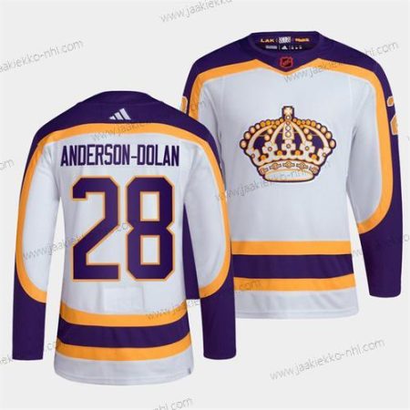 Miesten Los Angeles Kings #28 Jaret Anderson-Dolan Valkoinen 2022 Käänteinen Retro Ommeltu Paita