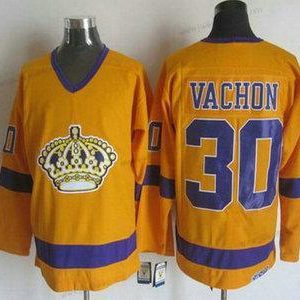 Miesten Los Angeles Kings #30 Rogie Vachon 1970-71 Keltainen CCM Vintage Paita