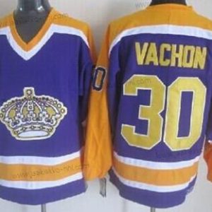 Miesten Los Angeles Kings #30 Rogie Vachon Violetti With Keltainen Retro CCM Paita