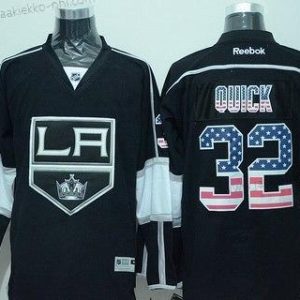 Miesten Los Angeles Kings #32 Jonathan Quick Musta USA Flag Jääkiekko Paita