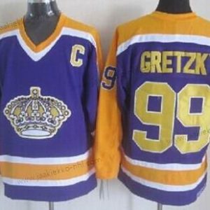 Miesten Los Angeles Kings #99 Wayne Gretzky Violetti With Keltainen Retro CCM Paita