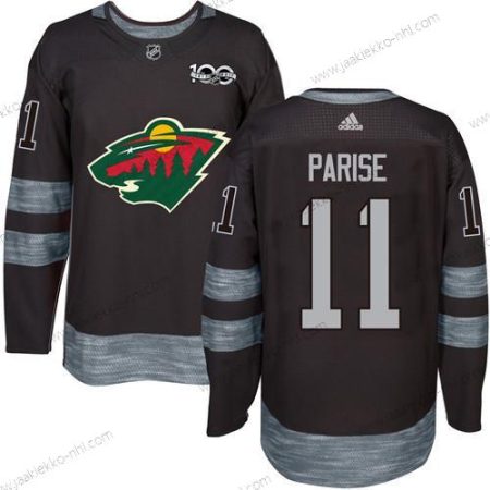 Miesten Minnesota Wild #11 Zach Parise Musta 1917-2017 100th Vuosipäivä Ommeltu NHL Paita