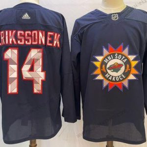 Miesten Minnesota Wild #14 Joel Eriksson Ek 2022 Laivastonsininen Native Amerikkan Heritage Day Ommeltu Paita