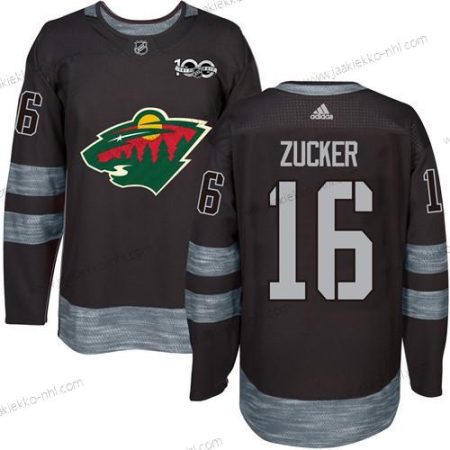 Miesten Minnesota Wild #16 Jason Zucker Musta 1917-2017 100th Vuosipäivä Ommeltu NHL Paita