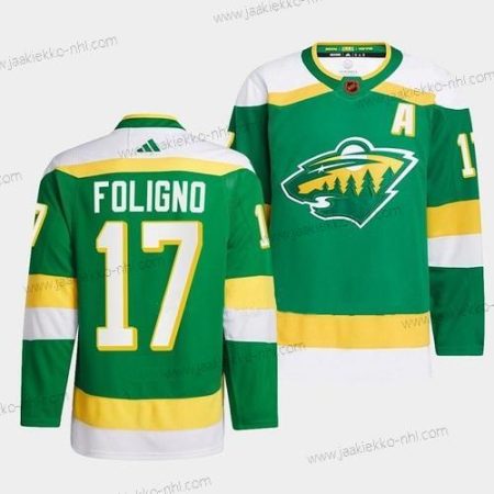 Miesten Minnesota Wild #17 Marcus Foligno Vihreä 2022-23 Käänteinen Retro Ommeltu Paita