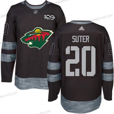 Miesten Minnesota Wild #20 Ryan Suter Musta 1917-2017 100th Vuosipäivä Ommeltu NHL Paita