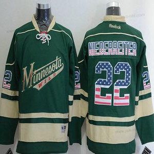 Miesten Minnesota Wild #22 Nino Niederreiter Reebok Vihreä Vaihtopaita NHL USA Flag Paita