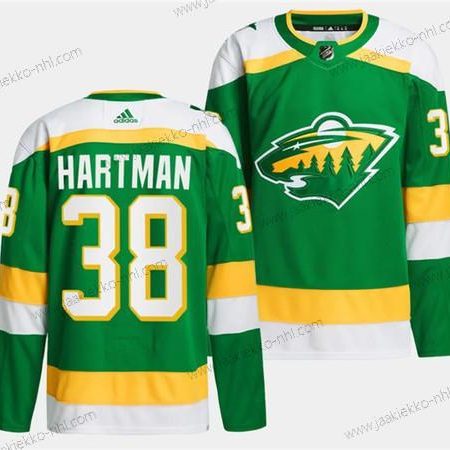 Miesten Minnesota Wild #38 Ryan Hartman Vihreä 2023-24 Ommeltu Paita