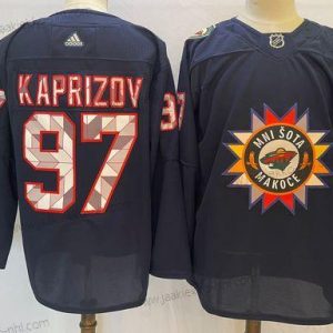 Miesten Minnesota Wild #97 Kirill Kaprizov 2022 Laivastonsininen Native Amerikkan Heritage Day Ommeltu Paita