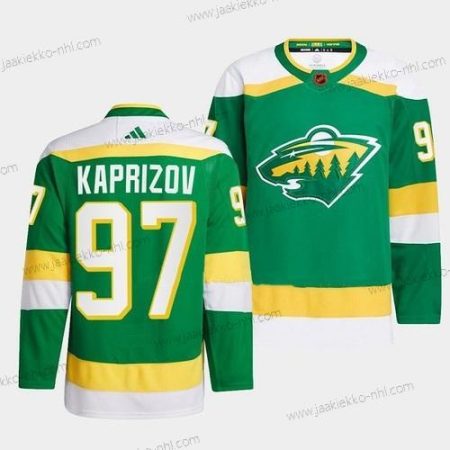 Miesten Minnesota Wild #97 Kirill Kaprizov Vihreä 2022-23 Käänteinen Retro Ommeltu Paita