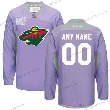 Miesten Minnesota Wild Mukautettu Violetti Pinkki Reebok Jääkiekko Taistelee syöpää vastaan Harjoitus Paita