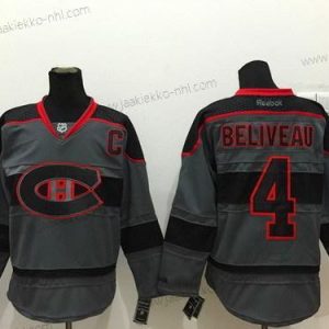 Miesten Montreal Canadiens #4 Jean Beliveau Charcoal Harmaa Paita