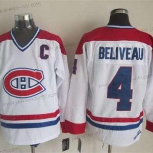 Miesten Montreal Canadiens #4 Jean Beliveau Valkoinen CCM Vintage Paita