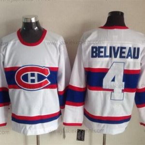 Miesten Montreal Canadiens #4 Jean Beliveau Valkoinen Retro CCM Paita