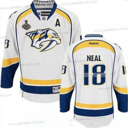 Miesten Nashville Predators #18 James Neal Valkoinen 2017 Stanley Cup Finals A Patch Ommeltu NHL Reebok Jääkiekko Paita