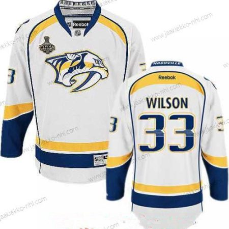 Miesten Nashville Predators #33 Colin Wilson Valkoinen 2017 Stanley Cup Finals Patch Ommeltu NHL Reebok Jääkiekko Paita