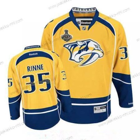 Miesten Nashville Predators #35 Pekka Rinne Keltainen 2017 Stanley Cup Finals Patch Ommeltu NHL Reebok Jääkiekko Paita