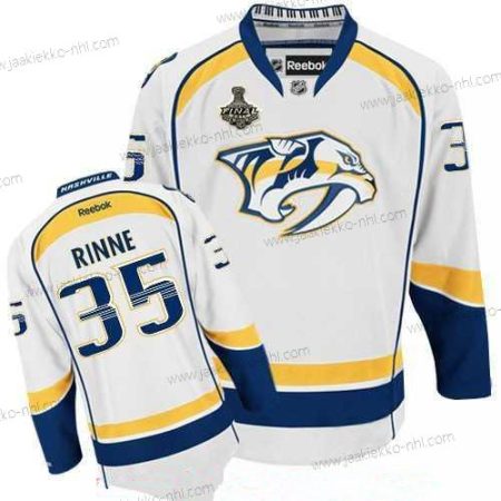 Miesten Nashville Predators #35 Pekka Rinne Valkoinen 2017 Stanley Cup Finals Patch Ommeltu NHL Reebok Jääkiekko Paita