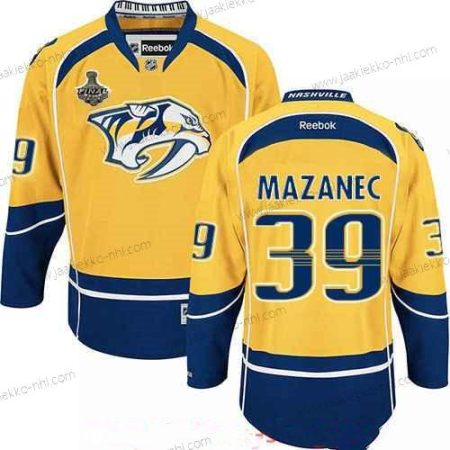 Miesten Nashville Predators #39 Marek Mazanec Keltainen 2017 Stanley Cup Finals Patch Ommeltu NHL Reebok Jääkiekko Paita