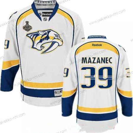 Miesten Nashville Predators #39 Marek Mazanec Valkoinen 2017 Stanley Cup Finals Patch Ommeltu NHL Reebok Jääkiekko Paita