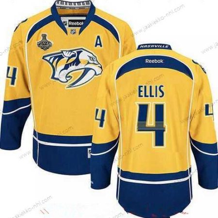 Miesten Nashville Predators #4 Ryan Ellis Keltainen 2017 Stanley Cup Finals A Patch Ommeltu NHL Reebok Jääkiekko Paita