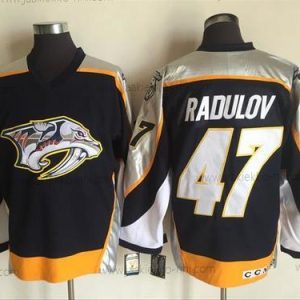 Miesten Nashville Predators #47 Alexander Radulov Laivastonsininen Sininen 1998-99 Ommeltu NHL CCM Vintage Jääkiekko Paita