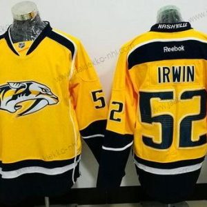 Miesten Nashville Predators #52 Matt Irwin Keltainen Kotiottelupaita Ommeltu NHL Reebok Jääkiekko Paita