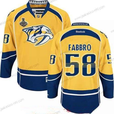 Miesten Nashville Predators #58 Dante Fabbro Keltainen 2017 Stanley Cup Finals Patch Ommeltu NHL Reebok Jääkiekko Paita