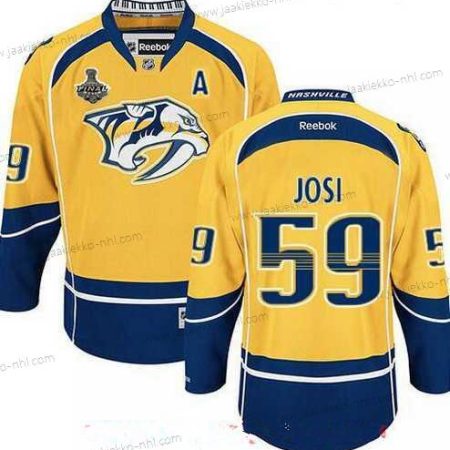 Miesten Nashville Predators #59 Roman Josi Keltainen 2017 Stanley Cup Finals A Patch Ommeltu NHL Reebok Jääkiekko Paita