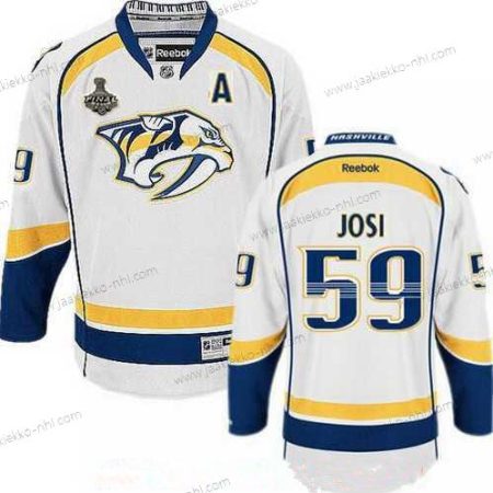 Miesten Nashville Predators #59 Roman Josi Valkoinen 2017 Stanley Cup Finals A Patch Ommeltu NHL Reebok Jääkiekko Paita