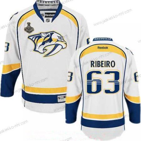 Miesten Nashville Predators #63 Mike Ribeiro Valkoinen 2017 Stanley Cup Finals Patch Ommeltu NHL Reebok Jääkiekko Paita