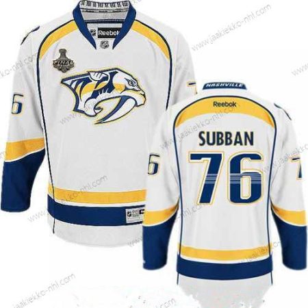 Miesten Nashville Predators #76 P.K. Subban Valkoinen 2017 Stanley Cup Finals Patch Ommeltu NHL Reebok Jääkiekko Paita